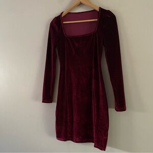 Y2K Merlot Velvet Square Neck Mini Dress Grunge Medieval Vampy Goth Size SMALL